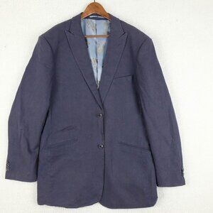 William Hunt Blazer Mens 44R Blue Linen Two Button Vented Casual Lightweight